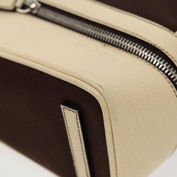 PRADA Hand Bag Canvas Silver Brown Auth 96183 - Picture 15 of 16